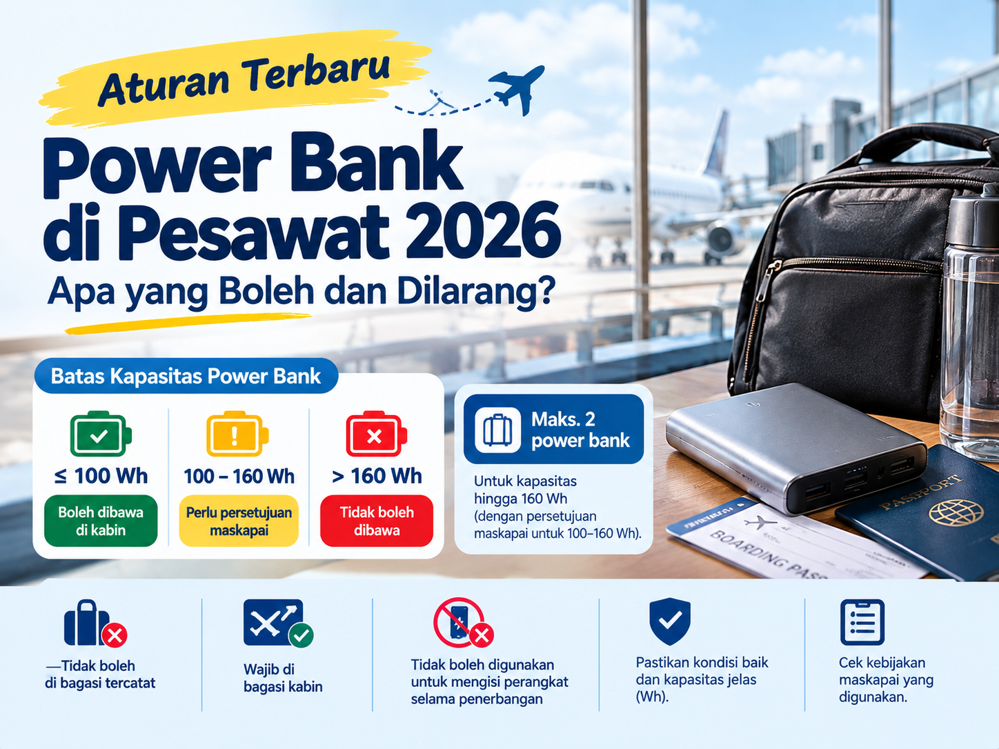Aturan Power Bank di Pesawat 2026: Boleh atau Dilarang?